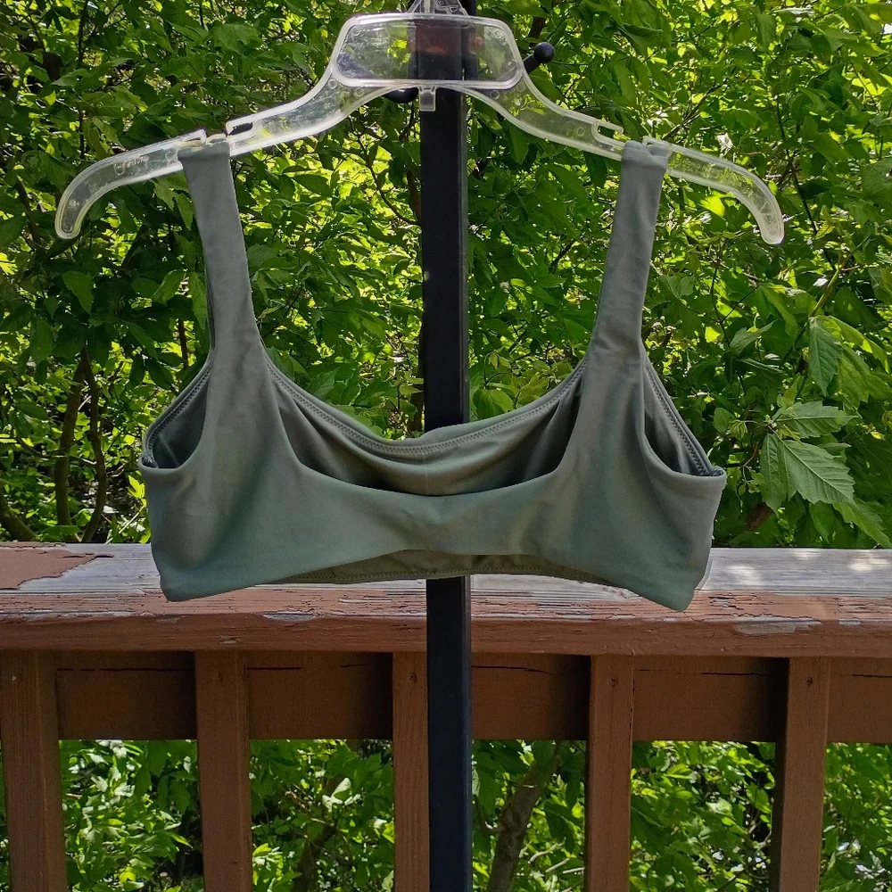 aerie Sage Green Scoop Neck Swim Top sz L NEW - Picture 5 of 8